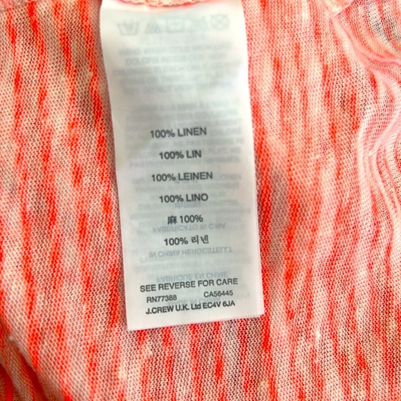 J CREW -Striped Neon Orange 100% linen Tank Top - Picture 6 of 6